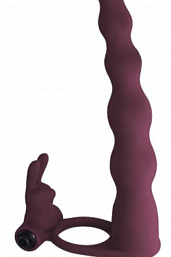 Бордовая вибронасадка для двойного проникновения Jungle Bunny - 17 см. Lola toys 1202-02lola с доставкой 