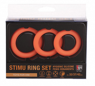 Набор из 3 оранжевых эрекционных колец NEON STIMU RING SET Dream Toys 20577 - цена 
