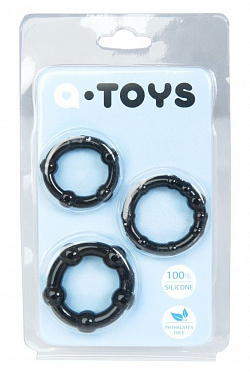 Набор из 3 чёрных эрекционных колец A-toys  769004-5 с доставкой 