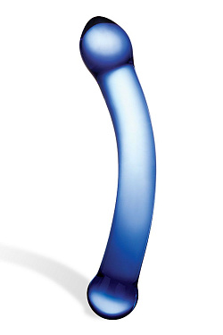 Синий изогнутый фаллоимитатор Curved G-Spot Glass Dildo - 16 см. Glas GLAS-147 с доставкой 