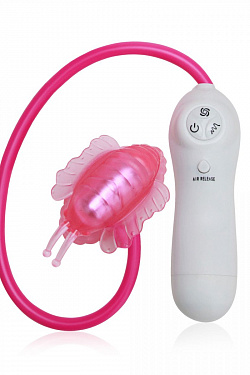 Розовая клиторальная помпа-бабочка с 7 функциями вибрации Erotic Fantasy HT-V8 с доставкой 
