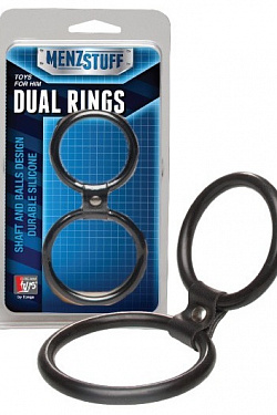 Чёрное двойное эрекционное кольцо Dual Rings Black Dream Toys 20025 с доставкой 