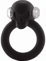 Чёрное виброкольцо Shadow Skull Cockring с черепом Shots Media BV SLI163BLK с доставкой 