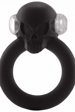Чёрное виброкольцо Shadow Skull Cockring с черепом Shots Media BV SLI163BLK с доставкой 