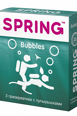Презервативы SPRING BUBBLES с пупырышками - 3 шт. SPRING SPRING BUBBLES №3 с доставкой 