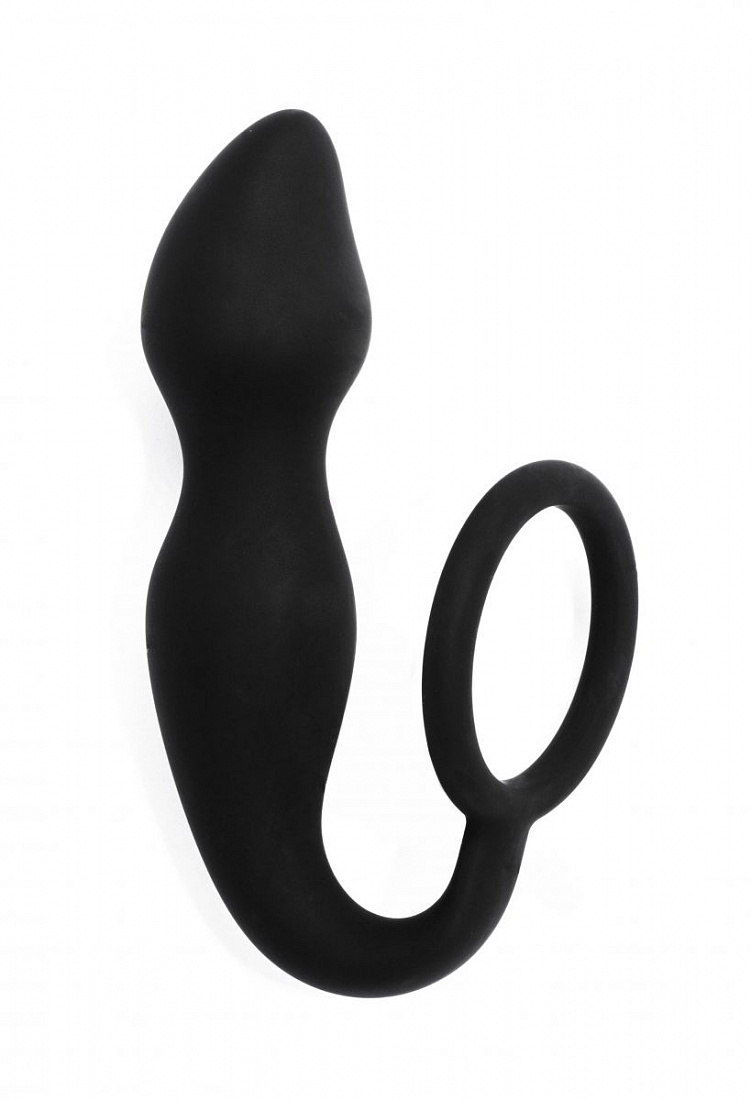 Чёрное эрекционное кольцо Sensation с анальным стимулятором  Lola toys 8005-01lola - цена 