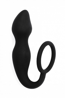Чёрное эрекционное кольцо Sensation с анальным стимулятором  Lola toys 8005-01lola с доставкой 