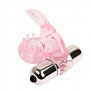Эрекционное розовое виброкольцо с клиторальным зайчиком Baile BI-010132-1-0101 - цена 