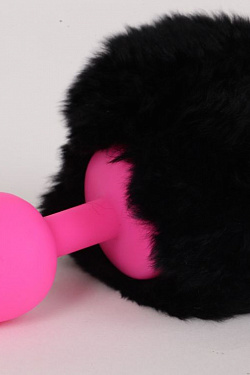 Розовая анальная пробка с черным хвостом  Задорный Кролик  4sexdreaM 47188-1 с доставкой 