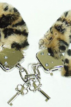   METAL HANDCUFF WITH PLUSH LEOPARD Dream Toys 160034   