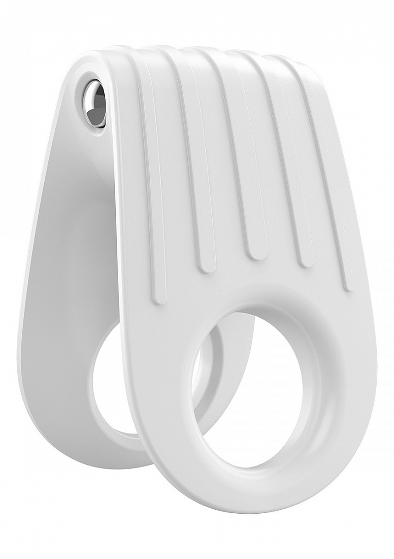 Двойное белое эрекционное кольцо с вибрацией OVO B12 WHITE - цена 