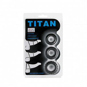 Набор Titan из 3 эрекционных колец, имитирующих автомобильные шины Baile BI-210148-0801 - цена 