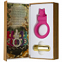 Розовое эрекционное кольцо с вибростимулятором The Kinky Kat Doc Johnson 0995-38-BX - цена 