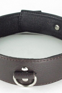 Коричневый кожаный ошейник с кольцом увеличенного размера БДСМ арсенал 55033ars с доставкой 