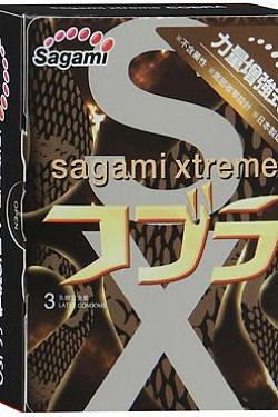 Суженные к основанию презервативы Sagami Xtreme Cobra - 3 шт. Sagami Sagami Xtreme Cobra №3 с доставкой 