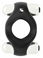 Чёрное эрекционное кольцо Double Vibrating Endless Cockring с вибрацией Shots Media BV SHT084BLK - цена 