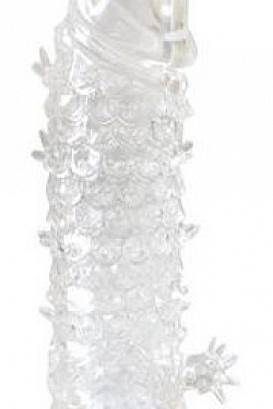 Закрытая прозрачная рельефная насадка Crystal sleeve - 13 см.  EE-10103 с доставкой 