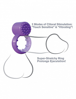 Фиолетовое эрекционное кольцо с вибрацией Sensual Touch Love Ring Pipedream PD5804-12 - цена 