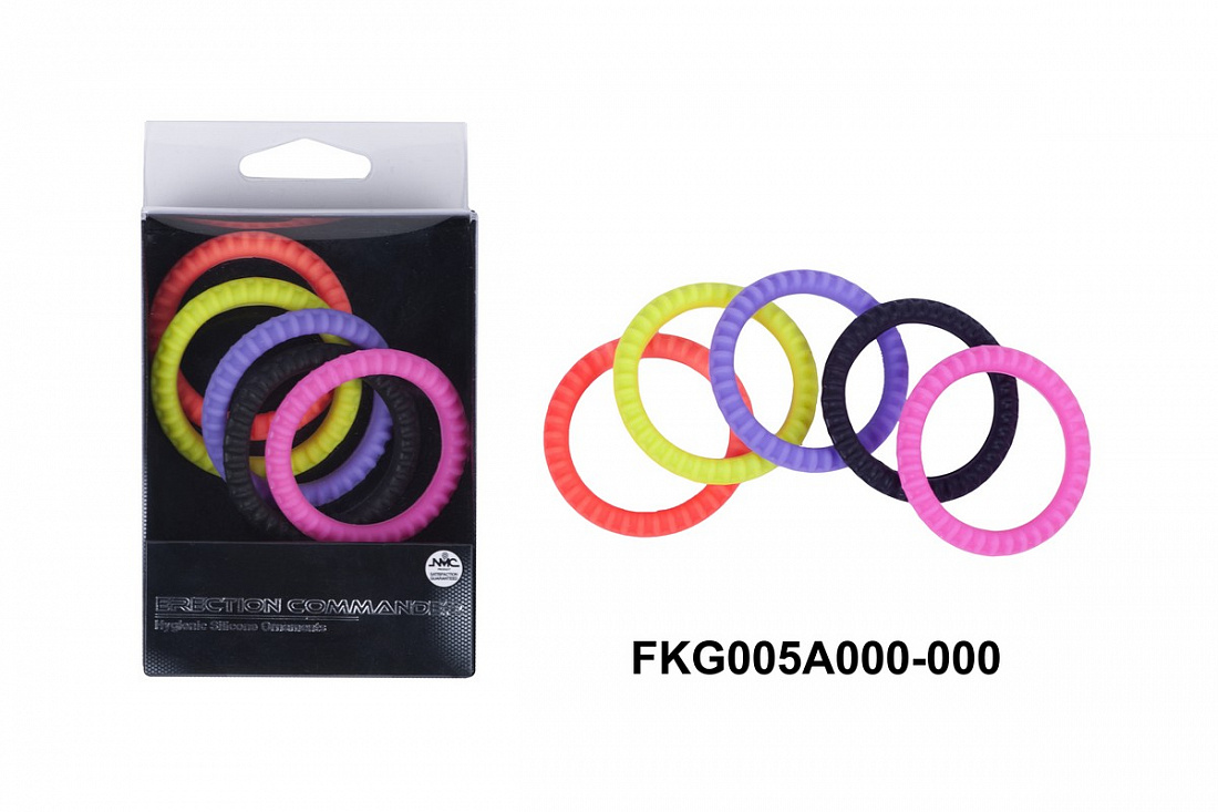 Набор рахноцветных эрекционных колец ERECTION COMANDER NMC FKG005A000 - цена 