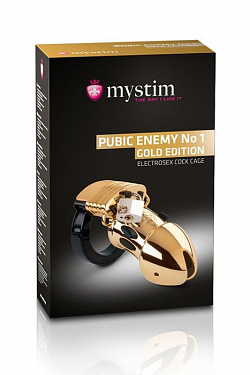 Золотистый пояс верности Pubic Enemy No1 Gold Edition для электростимуляции MyStim 46623 с доставкой 