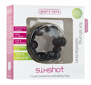 Чёрное эрекционное кольцо с вибрацией Sixshot  Shots Media BV SHT126BLK - цена 