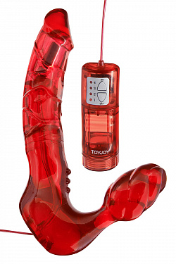 Безремневой вагинальный страпон с вибратором Bend Over Boyfriend Red - 21 см. Toy Joy 3006009696 с доставкой 