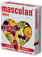Жёлтые презервативы Masculan Ultra Tutti-Frutti с фруктовым ароматом - 3 шт. Masculan Masculan Ultra 1 Tutti-Frutti №3 с доставкой 