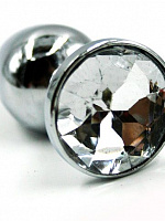 Малая анальная пробка из алюминия с прозрачным кристаллом - 7 см. Kanikule KL-Н006S с доставкой 