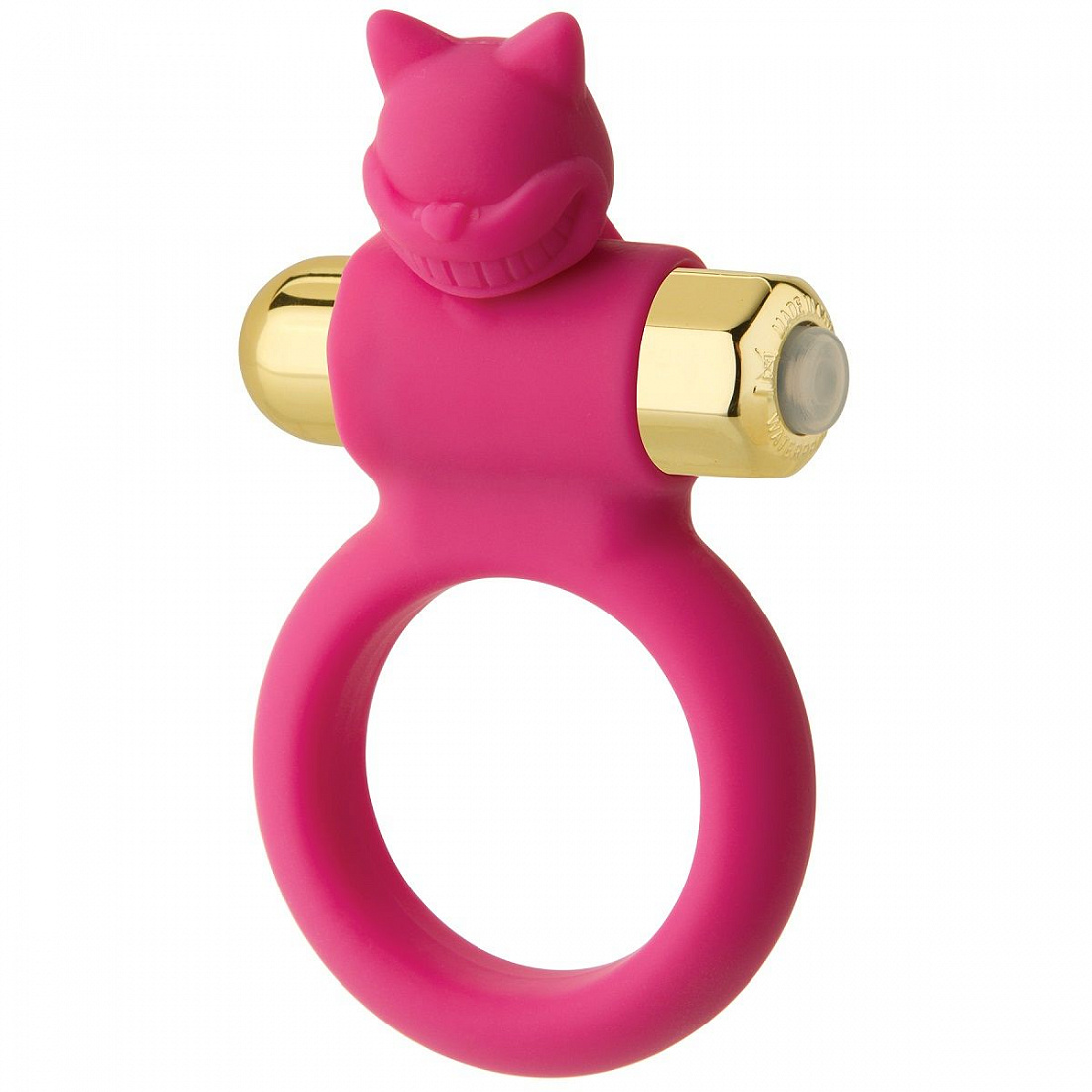 Розовое эрекционное кольцо с вибростимулятором The Kinky Kat Doc Johnson 0995-38-BX - цена 
