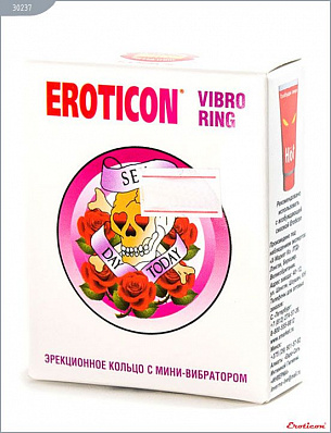 Эрекционное кольцо «Киска» с мини-вибратором Eroticon 30237 - цена 