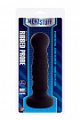 Чёрная рельефная пробка MENZSTUFF RIBBED PROBE - 21 см. Dream Toys 20921 - цена 
