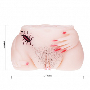 Реалистичная вагина и анус с вибрацией и татуировкой-скорпионом Baile BM-009039Q - цена 