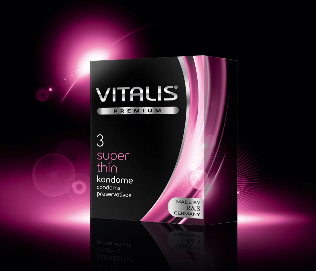 Ультратонкие презервативы VITALIS PREMIUM super thin - 3 шт. R S GmbH VITALIS PREMIUM №3 super thin - цена 385 р.
