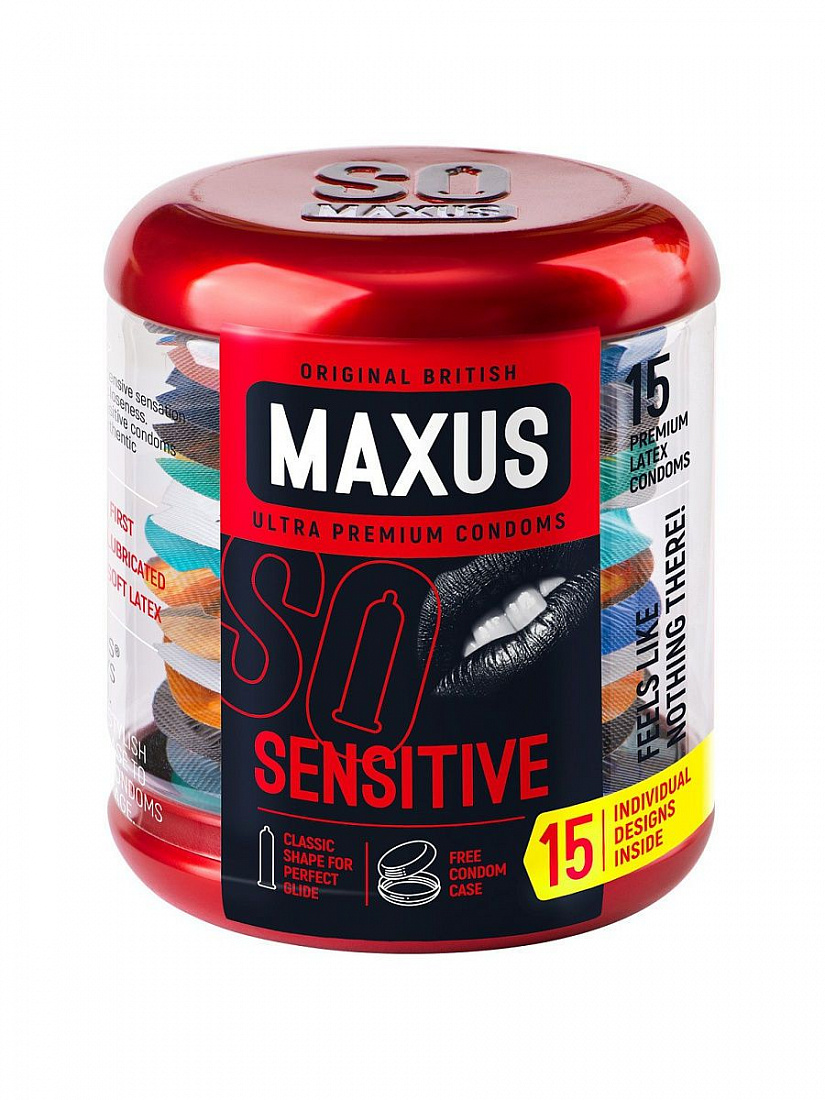 Ультратонкие презервативы в металлическом кейсе MAXUS Sensitive - 15 шт.  MAXUS Sensitive №15 - цена 