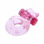 Розовое эрекционное виброкольцо с мишкой на вибропуле Baile BI-010083 - цена 