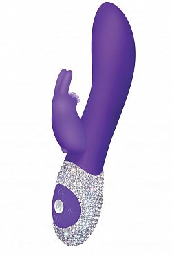 Фиолетовый вибромассажёр с клиторальным отростком и отделанной стразами рукоятью The Classic Rabbit - 22 см. The Rabbit Company TRC-001PURBLING с доставкой 