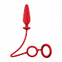 Красное эрекционное кольцо с подхватом и анальным стимулятором MENZSTUFF 3.5INCH DOUBLE RING ANAL PLUG Dream Toys 21278 - цена 