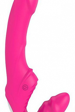 Розовый безремневой страпон с 9 режимами вибрации  CSM-23141 с доставкой 