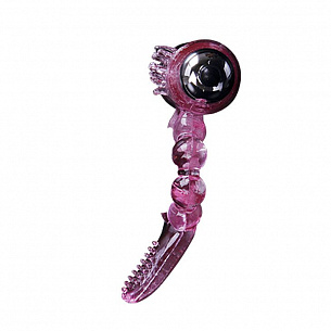 Розовое эрекционное кольцо с вибростимуляцией клитора Baile Baile BI-014075-0101 - цена 