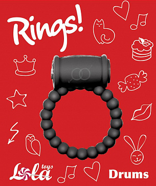 Чёрное эрекционное кольцо Rings Drums Lola toys 0114-52Lola - цена 