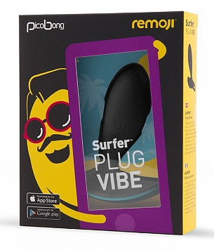 Чёрная анальная вибропробка SURFER PLUG VIBE с управлением со смартфона PicoBong PB3668 - цена 