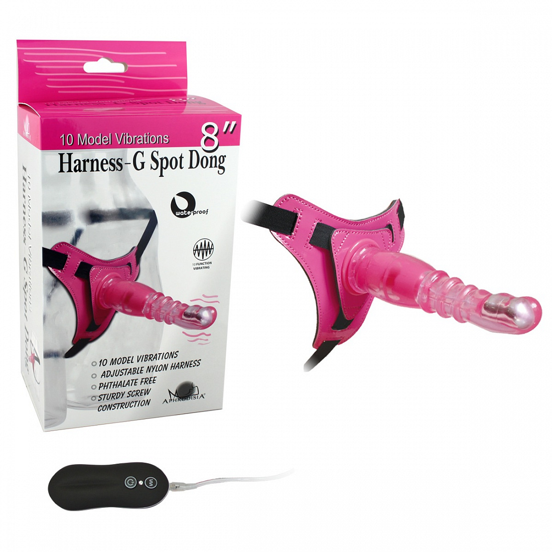 Розовый страпон на трусиках с вибрацией 10Mode Vibrations Harness-G spot Dong - 18,7 см. Howells 92003pink - цена 