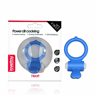 Голубое виброкольцо для пениса Power Heart Clit Cockring Lovetoy LV1421-blue - цена 