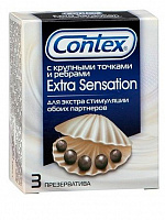 Презервативы с крупными точками и рёбрами Contex Extra Sensation - 3 шт. Contex Contex Extra Sensation №3 с доставкой 
