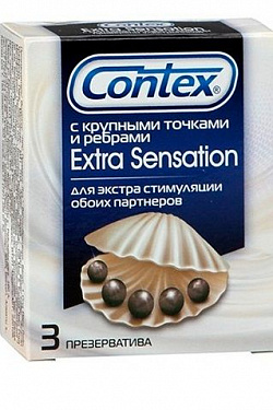 Презервативы с крупными точками и рёбрами Contex Extra Sensation - 3 шт. Contex Contex Extra Sensation №3 с доставкой 