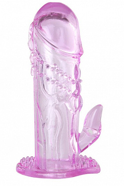 Розовая гелевая насадка с отростком для клиторальной стимуляции - 13 см. ToyFa 818016-3 с доставкой 
