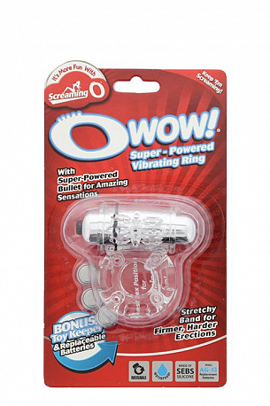 Прозрачное эрекционное виброкольцо OWOW CLEAR Screaming O OW101-CL - цена 