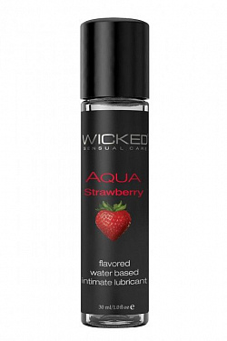 Лубрикант с ароматом клубники  WICKED AQUA Strawberry - 30 мл. Wicked 90411 с доставкой 