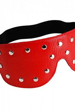 Красная кожаная маска на глаза с клёпками и велюровой подкладкой Sitabella 3082-2 с доставкой 