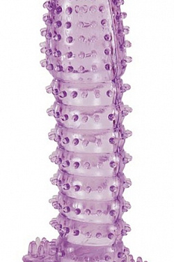 Гелевая фиолетовая насадка с шипами - 12 см.  ToyFa 818014-4 с доставкой 